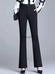 Women's Pants Capris Korean Fashion Womens Office Set Pants Vintage High Waist Elastic Flare Pants Womens Casual Straightening Trousers PantalonesL2403