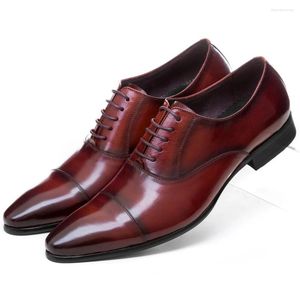 Sapatos de vestido Moda Preto / Marrom Tan Social Mens Genuíno Couro Formal Casamento Negócio