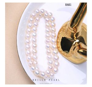 Braccialetti BarocchiSolo classico braccialetto di perle d'acqua dolce lampadina Edison perla bianca 67mm collana con cordino a mano corda elasticizzata HAK