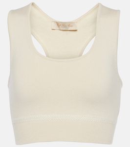 Damen-Tanktops, Designer-Crop-Top aus Kaschmirmischung, Loro Piano, Damenbekleidung, V-Ausschnitt, einfarbig, sexy Sportbekleidung