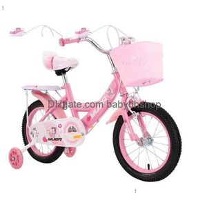 Bikes Ride-Ons Childrens Bicycle With Auxiliary Wheels Basket High Carbon Steel Frame 12/14/16/18/20 Inch Bike For 2 To 10 Years O Dhpky