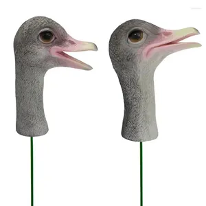 Garden Decorations Ostrich Figurine Animal Flower Pot Stakes Landscape Resin Crafts Ornaments Outside