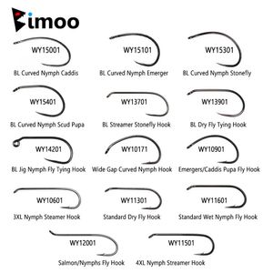 Bimoo 500pcs High Carbon Steel Barb Barbless Fly Tying Hook For Dry Wet Nymph Jig Streamer Caddis Trout Fishing Lures 240312