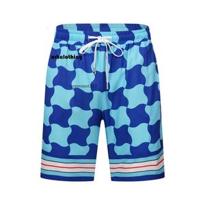 Casa blanca camiseta na moda verão casablanca shorts para homens diamante xadrez castelo moda tendência casual esportes calças de praia de cinco pontos