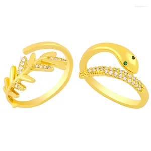 Anelli a grappolo 1 pezzo color oro da donna regolabile serpente creativo per modello di gioielli da festa