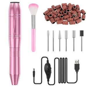 Professional Powerful Electric Nail Drill Set USB Rechargeable Portable Gel Polish Shape Tool with Manicure Brush 240314