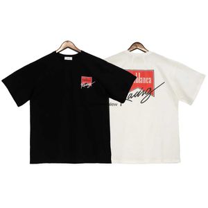 Erkek Tişörtler 24SS Yeni Mektup Baskı T-Shirt Çift Stil Pamuk Pamuk Gevşek Gevşek Hip Hop Top En İyi Kalite H240401