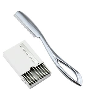 Blad 1 Säkerhet Razor +10 Blades Safe Shaving Knife Beard Face BodyThinning Razor Hair Scissors Barber Frisör