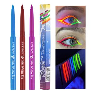 Kvinnor Eye Makeup Gel neon eyeliner penna färgglad UV vattentät fluorescerande eyeliner halloween julfest scen makeup ansikte färgfärg penna