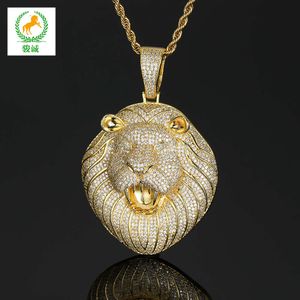 Personalized and Trendy Hip-hop Fashion Jewelry with Copper Inlaid Zircon Lion Pendant