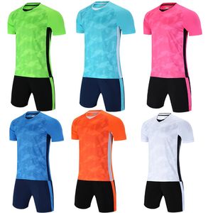 men short sleeve blue soccer jersey adult football uniform kids orange soccer shirt boy sport jerseys set DIY name OEM number 240315