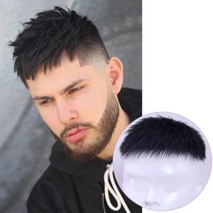 Pezzo DIANQI parrucca sintetica con clip reale di colore naturale per uomo Base in rete per capelli traspirante con frangia Clip in pezzi di capelli