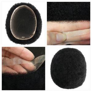 Tupees todas as rendas francesas Afro Toupee for Black Men Wave 4mm 6mm 8mm 12mm Aceite Custom Qual