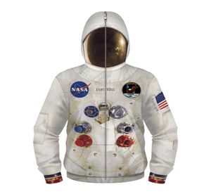 Kid Nasa Hoodie Sweatshirt Astronaut Space Suit Roleplayingデジタル印刷ジッパージャケット