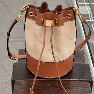 Designer Bags Fall New Style Bucket Bag Womens Stylish Shoulder Bag Luxury Linen with Cow Leather Crossbody Bag Large Capacity Daily Commute Bag