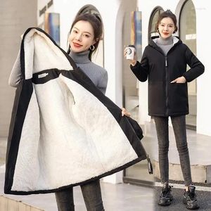 Trench da donna Cappotto invernale Giacca a vento calda 2024 Giacca in pile autunnale Parka con cappuccio allentato femminile