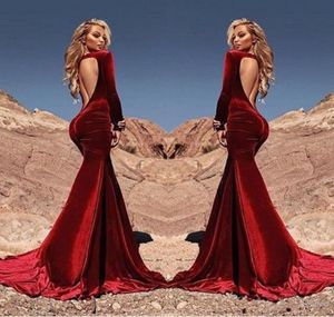 Seksowna dopasowana syrena ciemnoczerwona aksamitne sukienki na bal mat