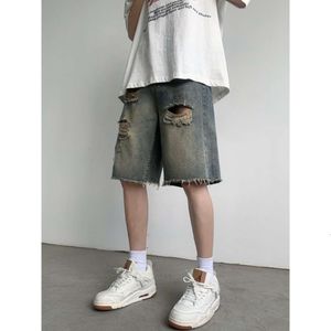 Summer Distressed Denim Shorts, Men's Ruffled and Handsome, Retro Washed and Worn-out Pants, Design Sense, Niche Hip-hop Capris