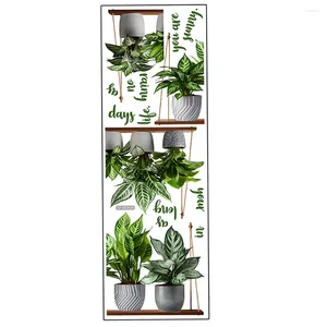 Decorative Flowers 1 Set Potted Plant Wall Decals Adhesive Stickers Green Window