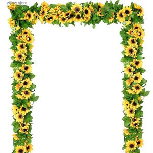 Faux blommor grönare 1pc konstgjorda solrosor julplatt