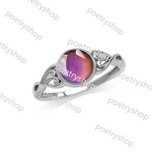 2024Band Rings Band Rings Classic Bohemia Retro Mood Stone Ring Emotion Feeling Temperature Change Color Rings For Women Jewelry