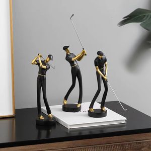ゴルフ人像樹脂アートクリエイティブ彫刻オフィスの装飾アクセサリーモダンクラフトキャビネットテーブルテーブルトップの図形ホームデコレーション240314