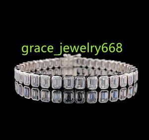 3mm 4mm 5mm Emerald Cut 14k White Gold Plated 925 Sterling Silver Real Moissanite Tennis Armband Valentines Day Gift Women Women