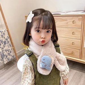 メンズベストの子供向け冬のぬいぐるみスカーフ秋の秋の暖かいフェイクファークロススカーフかわいい女の子の男の子漫画ソフトネックリング韓国スタイル