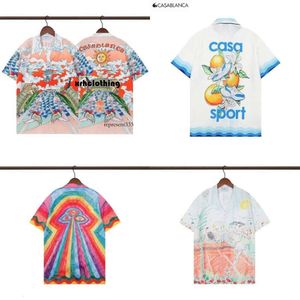 casa blanca t shirt 2023 New Casablanca Rainbow All Over Hawaiian Short Sleeve Print Casual