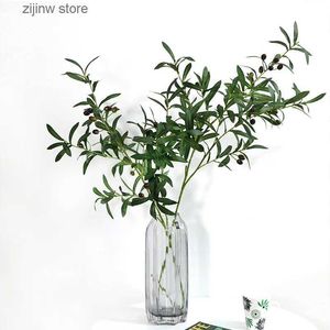 Faux Floral Greenery 130cm Artificial Branch Olive Leaf Olive Fruit Olive Branch for Floral Bouquets Wedding Holiday Greenery Decor Y240322