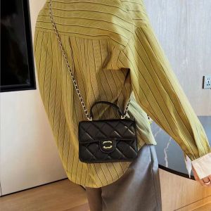 Nova moda feminina quadrada lingge corrente saco de ombro único crossbody bolsa portátil casual pequeno saco