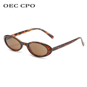 Óculos de sol oec cpo sexy pequeno oval feminino óculos de sol 2021 novo padrão de leopardo marrom quente óculos de sol feminino retro cor sunvisors j240322