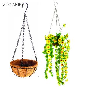 Baskets 1PC 8/10/12/14 Inch Metal Hanging Planter Basket Coconut Liner Garden Indoor Outdoor Flower Pots Hanger Chain Porch Decorations