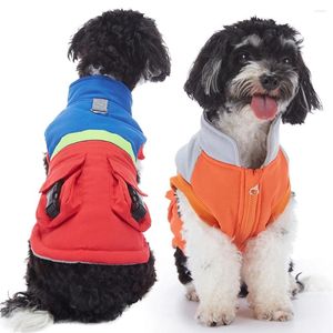 Köpek Kıyafet Kış Evcil Giyim İki renkli çift çantalı yansıtıcı pamuklu ceket ceket artı kadife sıcak gündelik trend