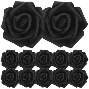 Dekorativa blommor 100 datorer Bulk Artificial Rose Fake Head Decor Dekorera faux hantverk Brud Black