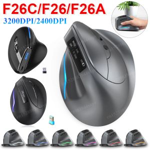 Myszy F26C/F26/F26A Bezprzewodowe gier myszy ergonomiczne 3200dpi/2400dpi pionowe myszy graczy 8/6 przyciski 2,4G do laptopa na PC