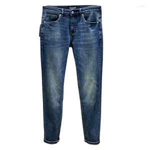 Jeans masculinos bralobdon para homens inverno solto estiramento reto novers americano vintage letra cônica calças compridas