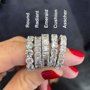 Vecalon 6 Style Eternity Pierścień Ring Diamond Stone 925 Srebrny Srebrny zaręczyny Pierścienie dla kobiet Mężczyzn biżuterii Prezent