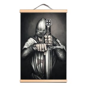 Unik Knights Templar Art Affischer and Prints, förvandla dina väggar med denna retro Christ Armor Warrior Canvas Scroll Målning CD20