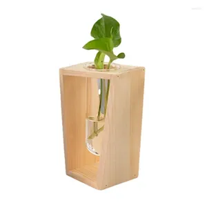 Vases Propagation Stations Live Plant Planter Glass Tubes Wood Stand Terrarium Air Holder Flower Decor Bud