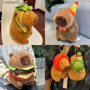 Bonecos de pelúcia 10-45cm Capivara pelúcia e mochila de tartaruga simulação Capivara animação boneca fofa boneca de pelúcia fofa presente de Natal brinquedo infantil Q240322