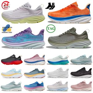 Novo Clifton 9 One Bondi 8 Atlético Running Shoes Sapatilhas Absorção de Choque Estrada Triplo Preto Branco Moda Top Designer Mulheres Homens Caminhadas Plataforma Treinadores Dhagte