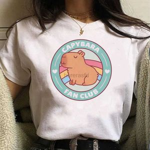 T-shirt das mulheres Capivara T-shirt Womens Y2K Anime Top Girl Designer Anime Fun Costume 240323