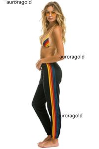 Männer Hosen Regenbogen Gestreifte Stickerei Jogginghose Band Stricken Sport Hosen Mode Europa-USA Stil Frauen/Mädchen Mittlere Taille elastische Band Hosen L230915