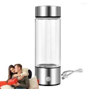 Water Bottles Outdoor 420ML Hydrogen Rich Glass Health Bottle USB Rechargeable For Women Men Cycling