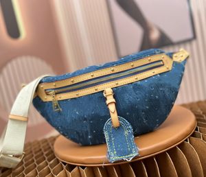 10a denim blå bumbag designer väska unisex midjepåse stiger bumbag bred rem utomhus casual fannypack crossbody väskor kvinnor man dagligen purses bröstväska hög kvalitet