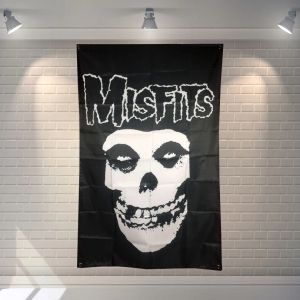 Accessories "MISFITS" rock band poster banner 4 holes hanging flags 56X36 inches Games billiards hall decor wall painting tapestry