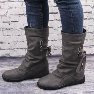 Botas Tamanho 3443 Winter Women Boots Snow Warm Round Toe Flat Shoes planos calçados femininos Moda Botas Popular 256