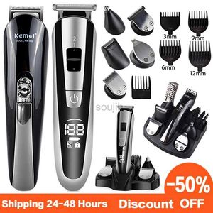 Elektriska rakare Kaimei Hair Trimmer Electric Hair Trimmer Beauty Kit Multi Funktionell rakapparat Trimmer Cordless Cutting Machine LCD Display 5 240322