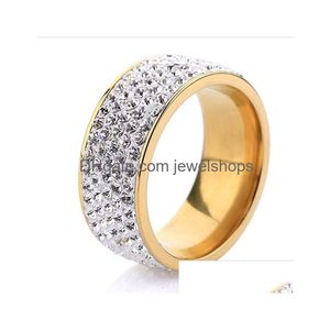 Pierścienie klastra 5 rzędu kryształowy hurtowy kolor złoty kolor stali nierdzewnej biżuteria kropla Pierścień DH0XW